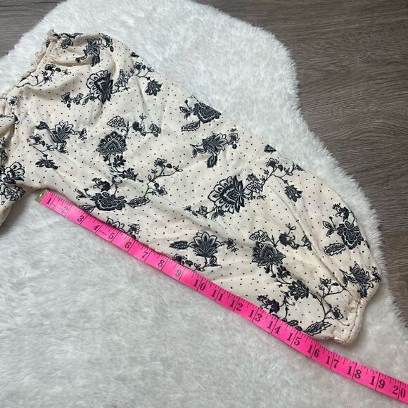 Torrid Top Rayon Ruched Waist Beige Floral Boho Blouse Long Sleeve Size 3 XXXL - Picture 12 of 13